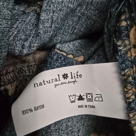 NATURAL LIFE Teal Floral Tiered/collared Rebecca Dress W Pockets New - Picture 2 of 3